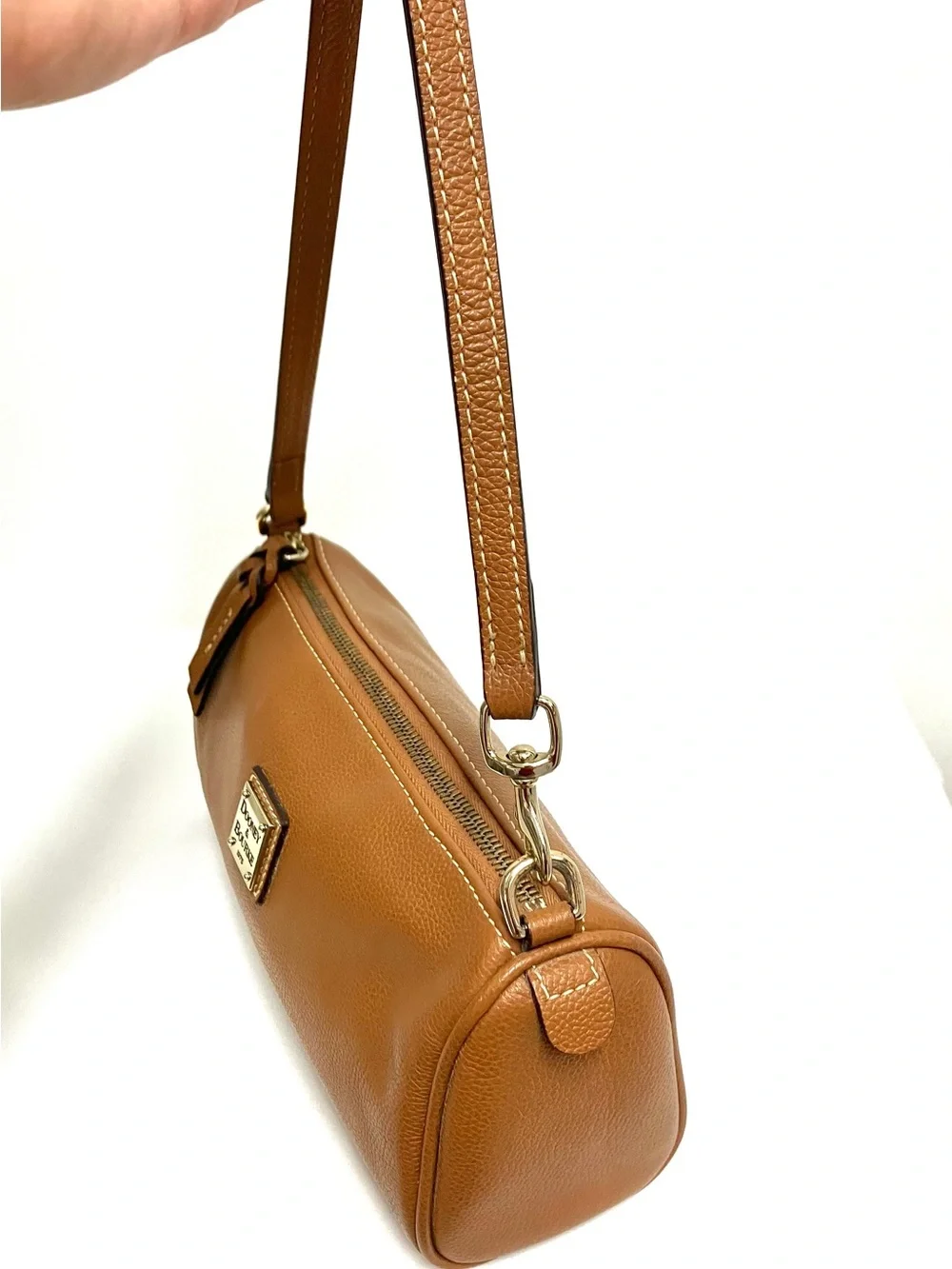 Dooney & Bourke Caramel Leather Shoulder Barrel Bag